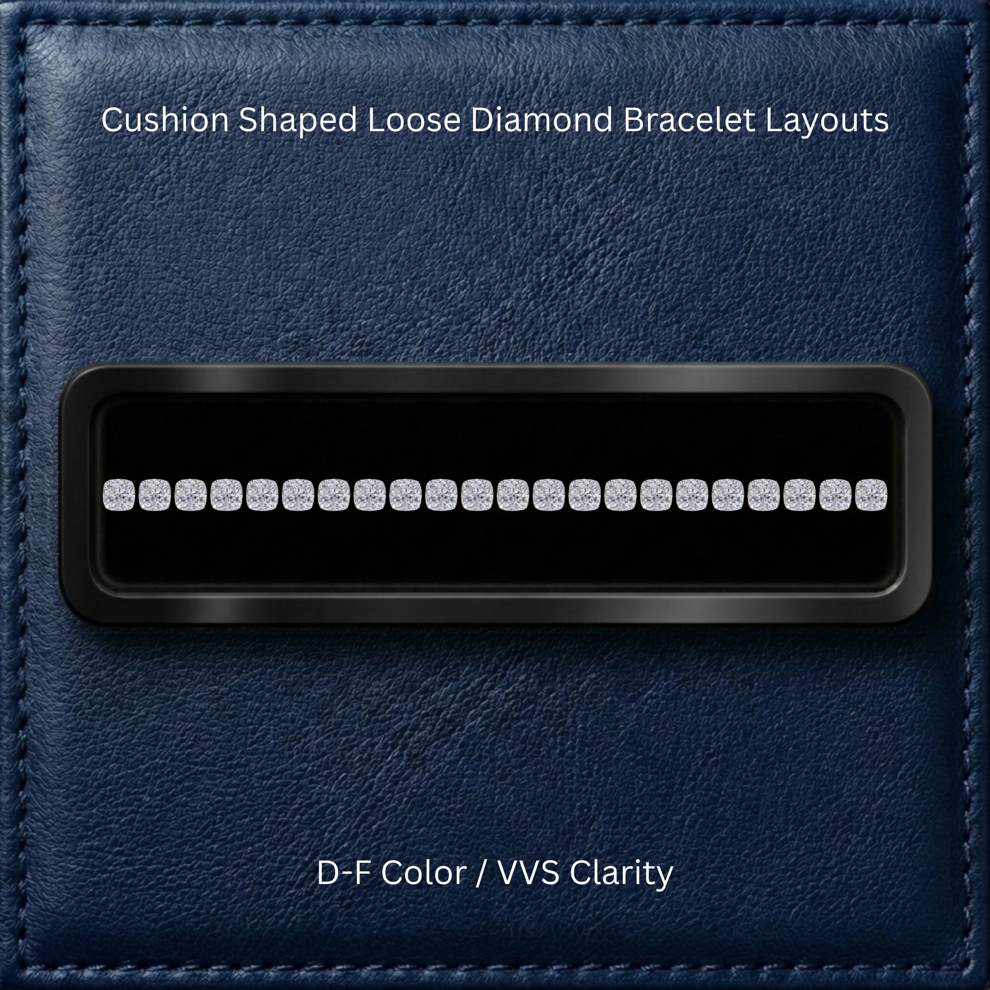 SQUARE CUSHION Loose Diamond Bracelet Layout